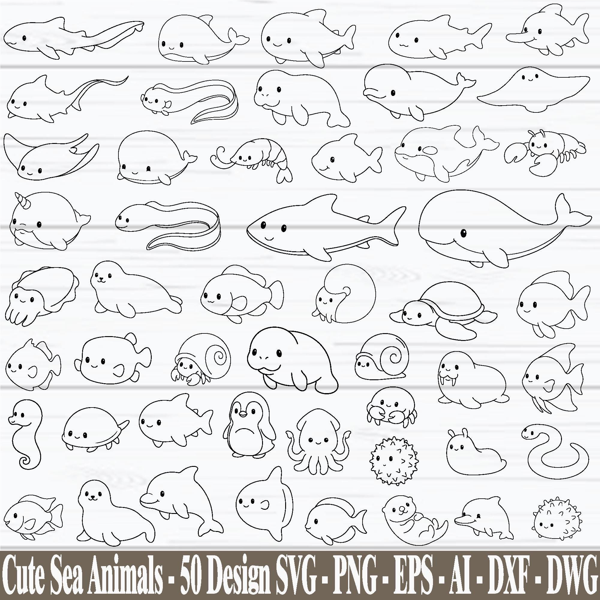 Cute Sea Animals SVG, Sea Life Svg, Ocean Creatures Svg, Fish Svg ...