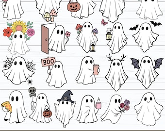 Cute Ghost SVG, Floral Ghost Svg, Funny Halloween Ghost, Spooky Season svg, Ghost Clipart, Ghost Layered, Ghost Boo svg, Digital Download