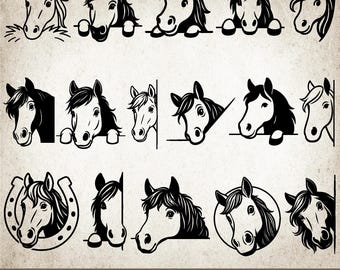 Peeking Horse SVG, Horses Head SVG, Cute Horse SVG, Horse Lover svg, Farm Animals svg, Horse Silhouette, Horse Clipart, Digital Download