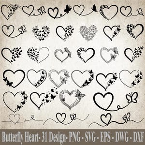 Schmetterlinge SVG | Schmetterling Herz SVG | Fliegende Schmetterlinge SVG | Offenes Herz svg | Schmetterling Monogramme | Schmetterling Silhouette |