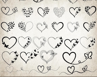 Butterflies SVG | Butterfly Heart SVG | Flying Butterflies SVG | Open Heart svg | Butterfly monograms | Butterfly Silhouette |
