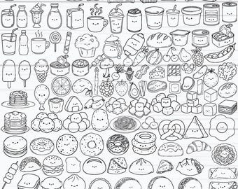 Cute Food SVG Bundle, Kawaii Food PNG, Food Doodle Svg, Cute Fruit Svg, Drinks Svg, Sweets Svg, Snacks Svg, Food Cricut, Digital Download