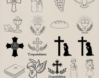Taufe Kommunion SVG, erste heilige Kommunion Dekorationen SVG, katholische Einladung SVG, Heiliges Kreuz SVG, Kreuz Clip Art, digitaler Download