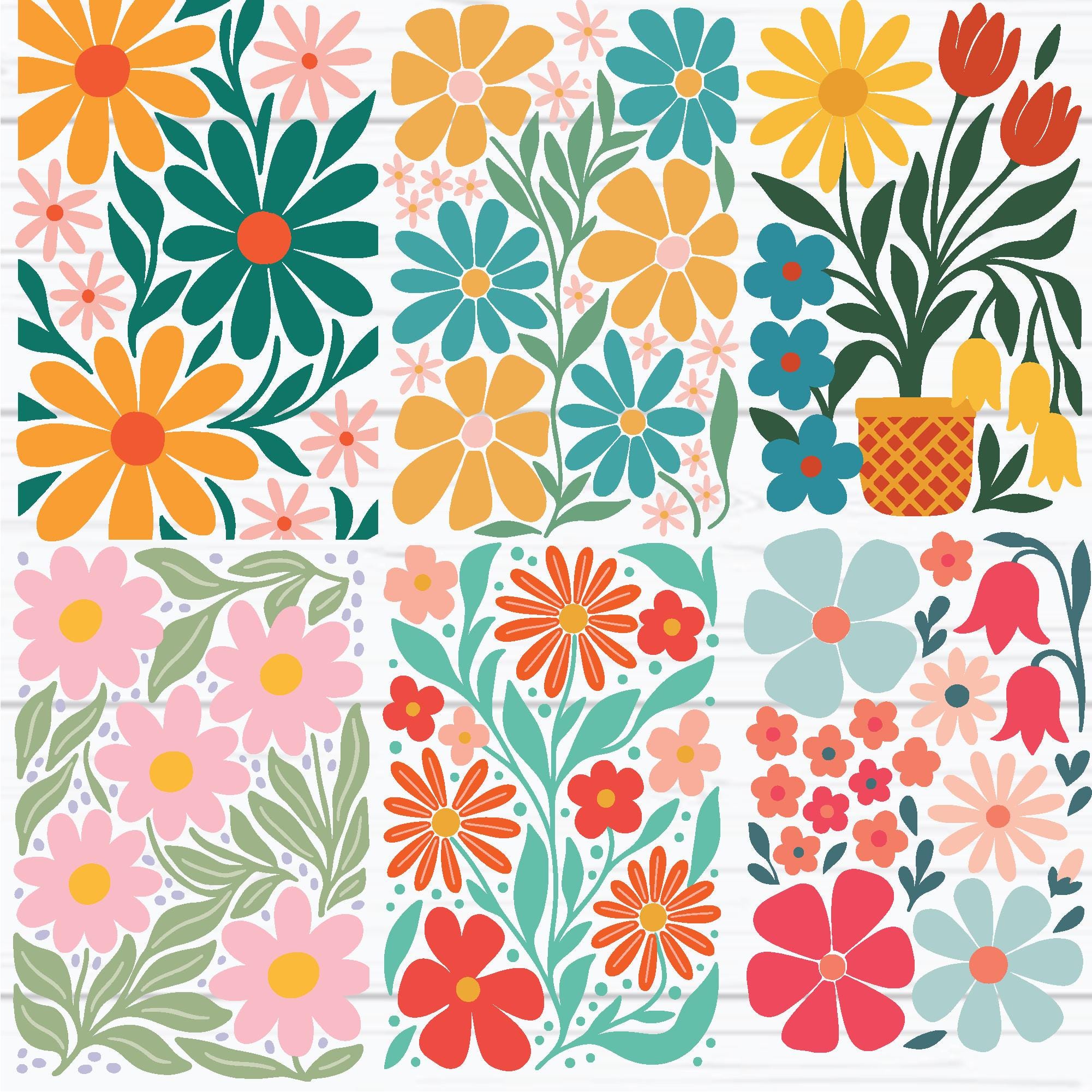 Abstract Flower Svg, Boho Flower Svg, Retro Flower Svg, Danish Flower ...