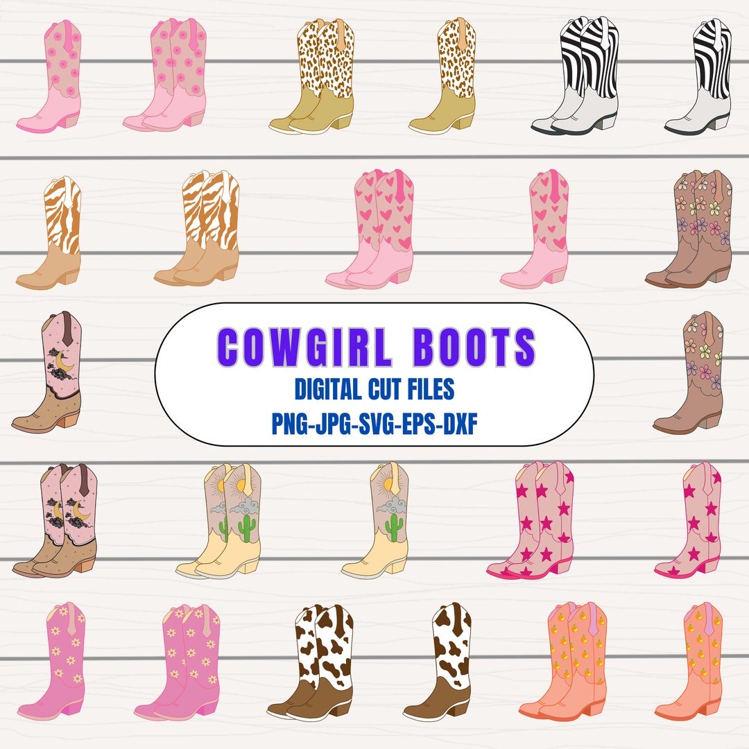 Cowgirl Boot Svg Bundle, Cowboy Boot Svg, Wild West Svg, Southwest