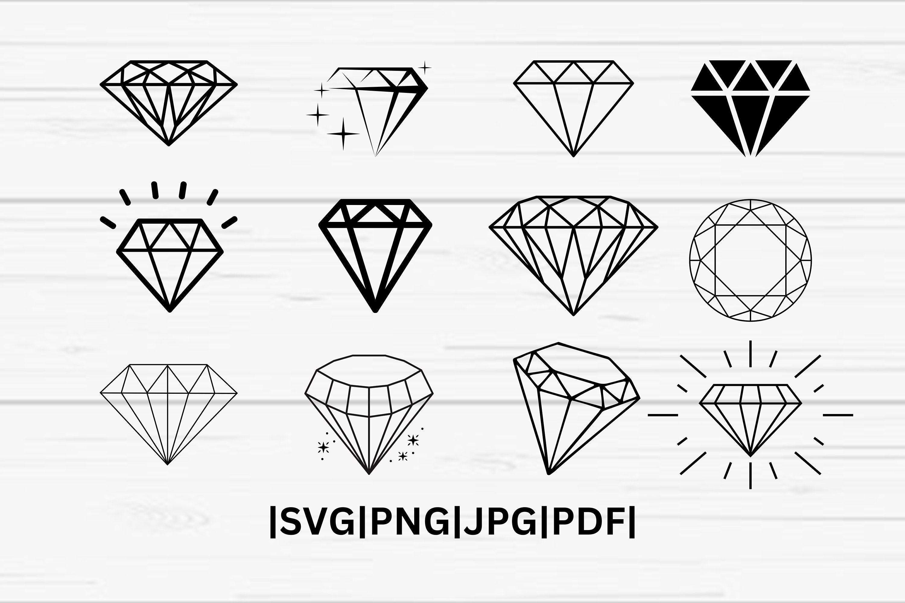 12 Diamond SVG Bundle Svg Jpg Png Pdf Diamond Outline - Etsy