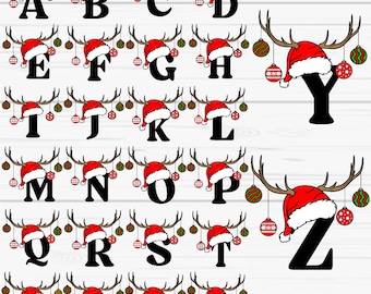 Christmas Alphabet SVG, Christmas A-Z Letters Svg, Svg Letters for Cricut, Silhouette, Png Sublimation, Christmas Letter Png, Family Name
