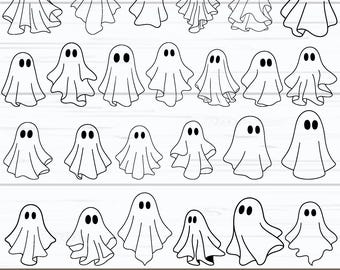 Fantasma carino in formato SVG, contorno di fantasma in formato SVG, clipart di fantasma per Cricut, fantasma a strati, stagione spettrale in formato SVG, fantasma minimalista in formato SVG, Halloween in formato SVG, digitale