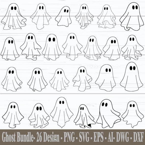 Cute Ghost SVG, Ghost Outline svg, Ghost Clipart For Cricut, Ghost Layered, Spooky season svg, Minimalist ghost svg, Halloween svg, Digital