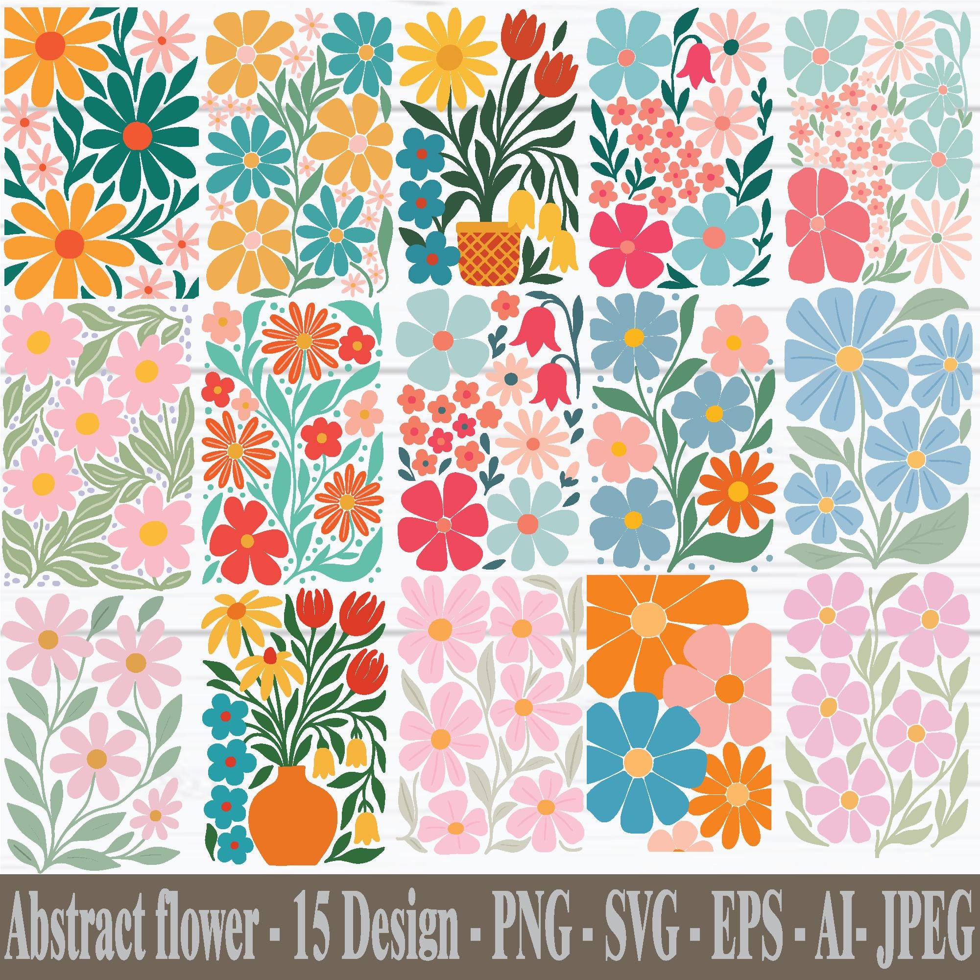 Abstract Flower Svg, Boho Flower Svg, Retro Flower Svg, Danish Flower ...