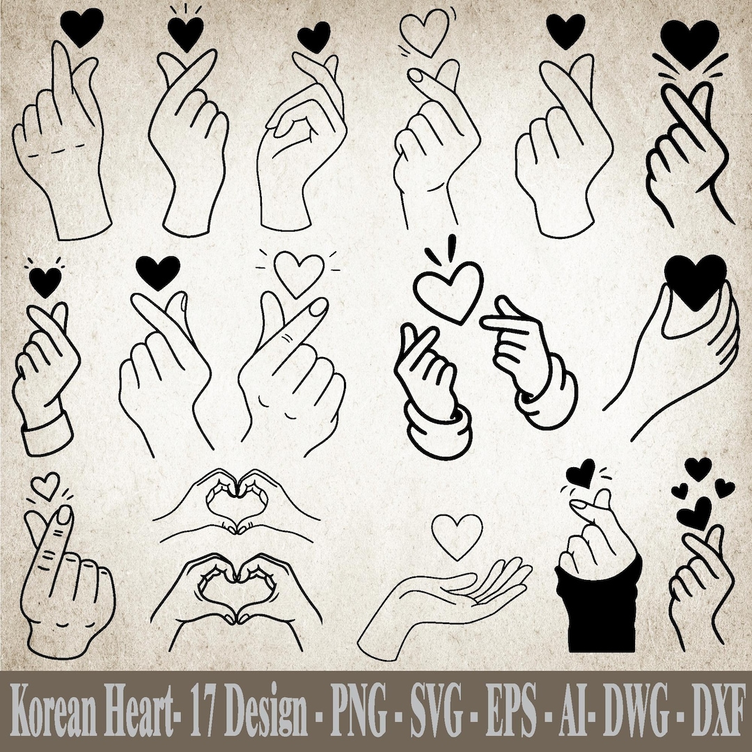 Korean Finger Heart SVG, Hand Heart SVG, Kpop Heart SVG, Korean Finger ...