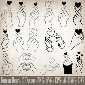 koreanisches Finger Herz SVG, Hand Herz SVG, Kpop Herz SVG, koreanisches Finger Herz Clipart, Liebeszeichen svg, Liebeszeichen Clipart, Herz Clipart