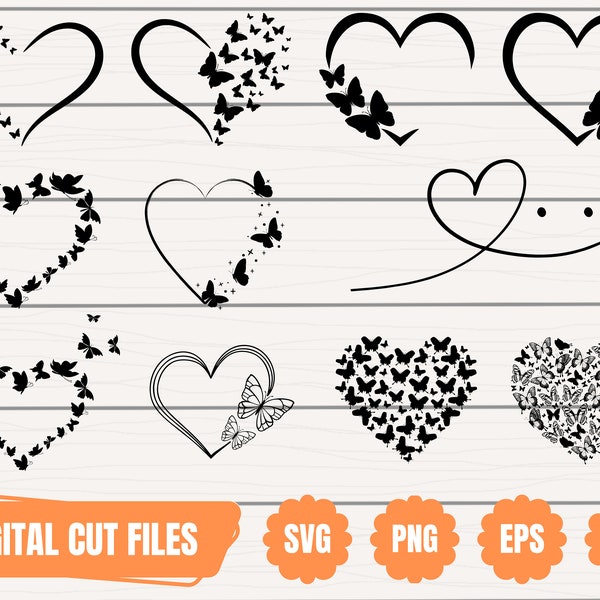 Butterflies SVG | Butterfly Heart SVG | Flying Butterflies SVG | Open Heart svg | Butterfly monograms | Butterfly Silhouette |