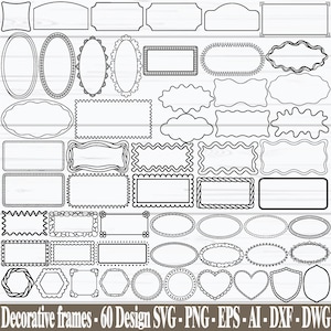 Decoratief frame SVG, rechthoek frame SVG, vintage frames SVG, ovale frame SVG, vintage labelranden, frame gesneden bestand, digitale download