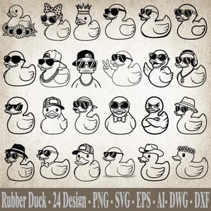Rubber Duck SVG, Bath Duck Svg, Rubber Vector, Rubber Duck Clipart, Duck Outline, Duck Silhouette, Rubber Duck Png, Digital Download
