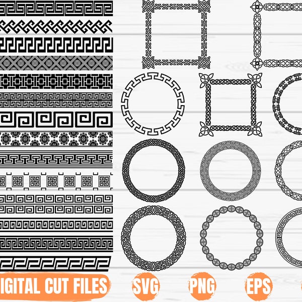 Greek Bundle SVG, Greek Key SVG, Greek Decorative Elements svg, Meanders Border svg, Greek Border SVG, Meander Wreath Svg, Greek Clip Art