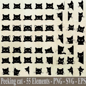 Peeking Cat SVG, Peeking Kitten SVG, Cat Face SVG, Peeking Cat Vector, Peeking Cat Silhouette, cat head svg, Digital Download