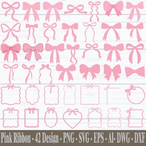 Ribbon Bow SVG, Pink Ribbon SVG, Coquette Bows SVG, Pink Hair Bow Svg, Hair Bow, Girlie Pink Ribbon Svg, Coquette Clip Art, Digital Download