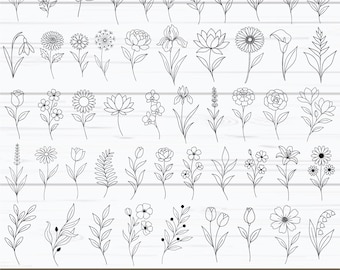 Wildflower SVG Bundle, Flower Svg, Floral Svg, Flower Bouquet Svg, Botanical Nature Svg, Flower leaf Svg,  Spring svg, Botanical clipart