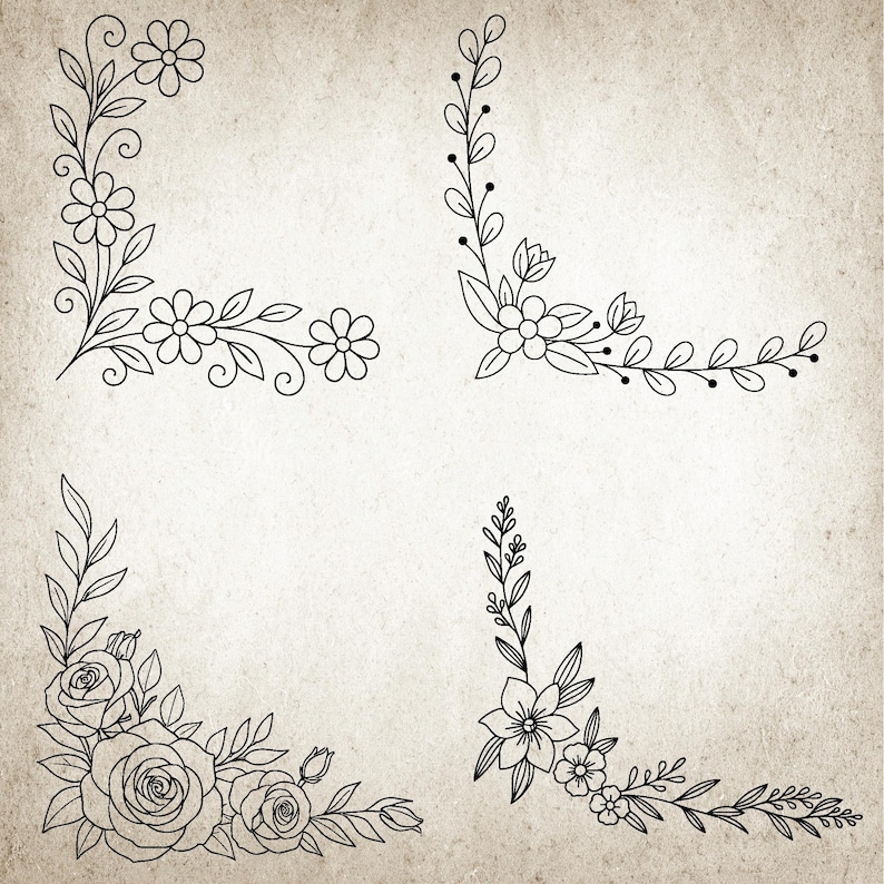 Flower Corner SVG, Botanical Corner SVG, Floral Corner SVG, Decorative ...