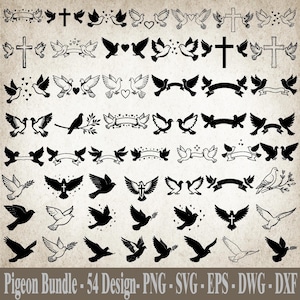 Pigeon SVG, Dove Silhouette SVG, Wedding Dove SVG, Love Bird Svg, Peace Svg, Bird Silhouette, Pigeon Clipart, Dove ClipArt, Svg File Cricut