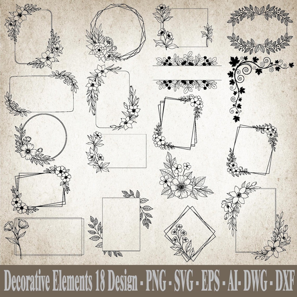 Decorative Frame SVG, Decorative Border Svg, Floral Border Svg, Oval ...
