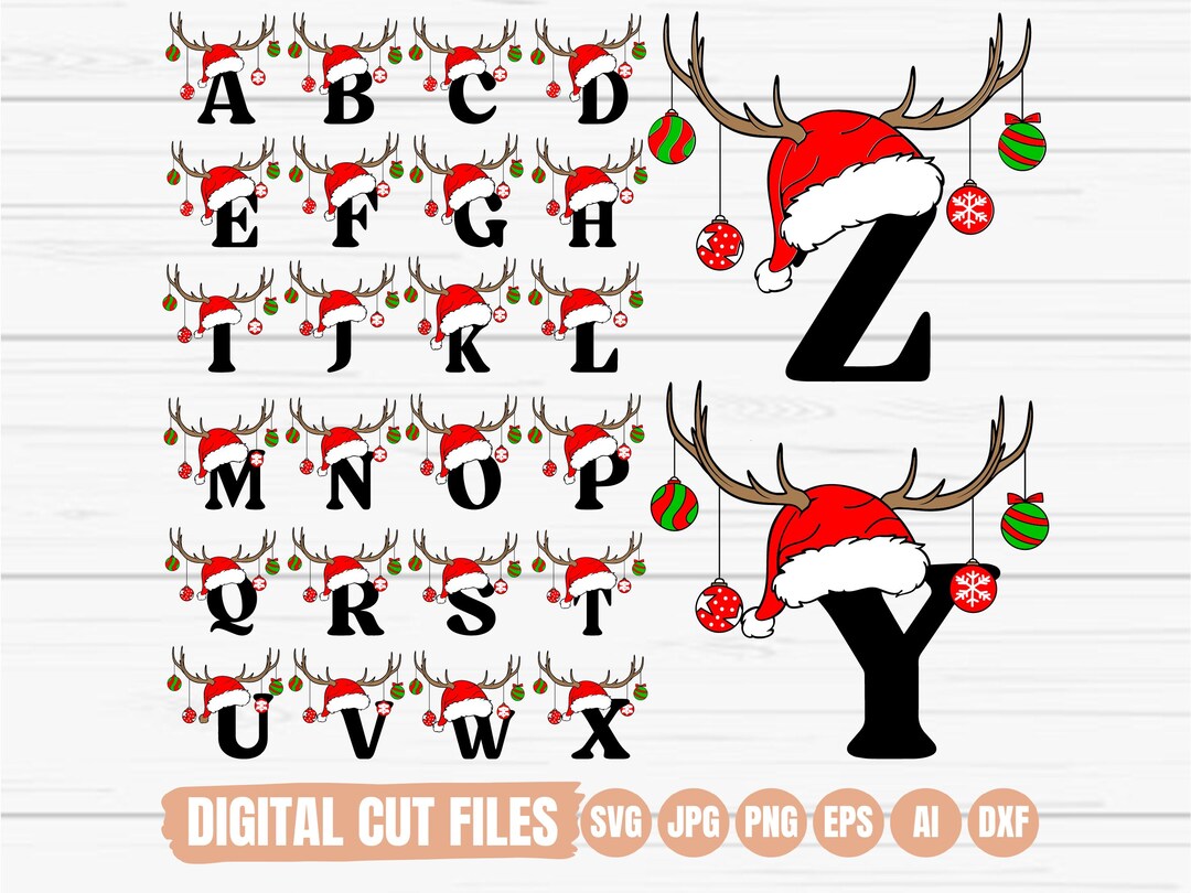 Alfabeto navideño SVG, Letras navideñas A-Z Svg, Letras Svg para Cricut ...