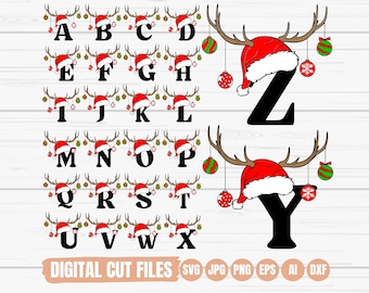Christmas Alphabet SVG, Christmas A-Z Letters Svg, Svg Letters for Cricut, Silhouette, Png Sublimation, Christmas Letter Png, Family Name