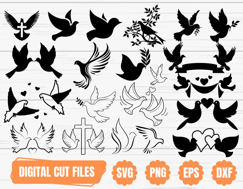Pigeon SVG, Dove Silhouette SVG, Wedding Dove SVG, Love Bird Svg, Peace Svg, Bird Silhouette, Pigeon Clipart, Dove ClipArt, Svg File Cricut image 1