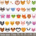 Kawaii Animals Clipart, Valentine Animals SVG Bundle, Animals Face Svg, Nursery, svg, png, dxf, Digital Sticker, Forest Animal Svg, Cut File product logo