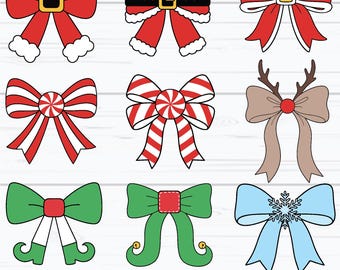 Christmas Bow SVG, Christmas Coquette SVG, Holiday Bow Svg, Santa Bow, Reindeer Bow, Elf Bow, Candy Cane Bow, Christmas Clipat, Digital