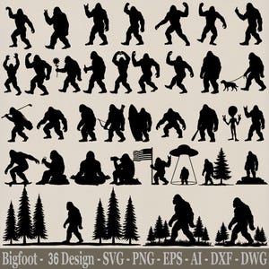Bigfoot SVG, Sasquatch SVG, Funny Alien SVG, Rock On svg, Bigfoot clipart, Bigfoot silhouette, Bigfoot Cricut, Digital Download