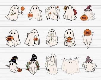 Cute Ghost SVG, Ghost and cat SVG, Pumpkin Ghost SVG, Funny Halloween Svg, Spooky Season Svg, Boo Svg, Ghost File For Cricut, Vectors