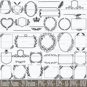 Family Name Monogram SVG, Last Name Sign Svg, Split Monogram Svg, Wedding Sign Svg, Floral Frame Svg, Name Sign Svg, Digital Download