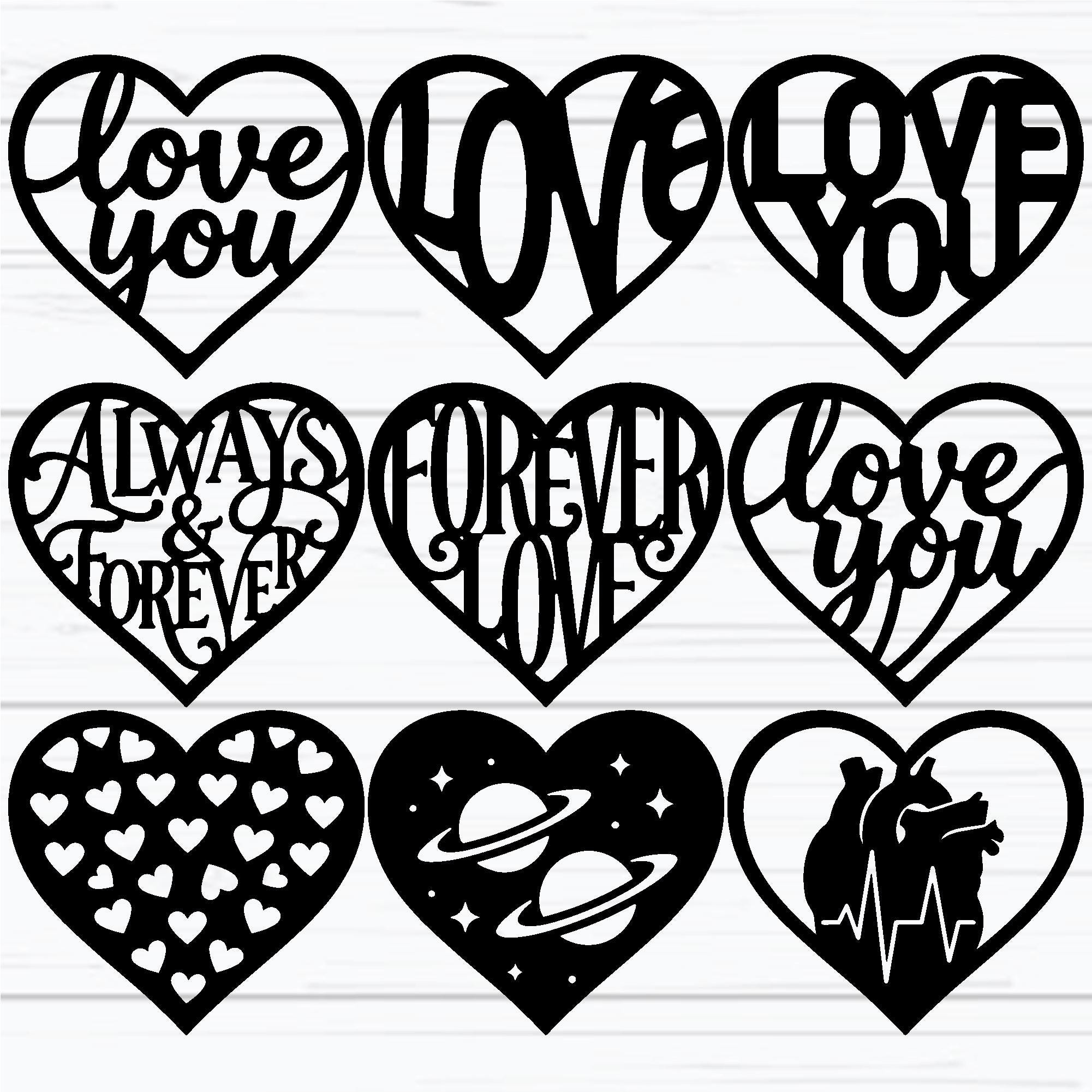 Hearts SVG Bundle, Valentine's Day Svg, Valentine Laser Svg, Valentine ...