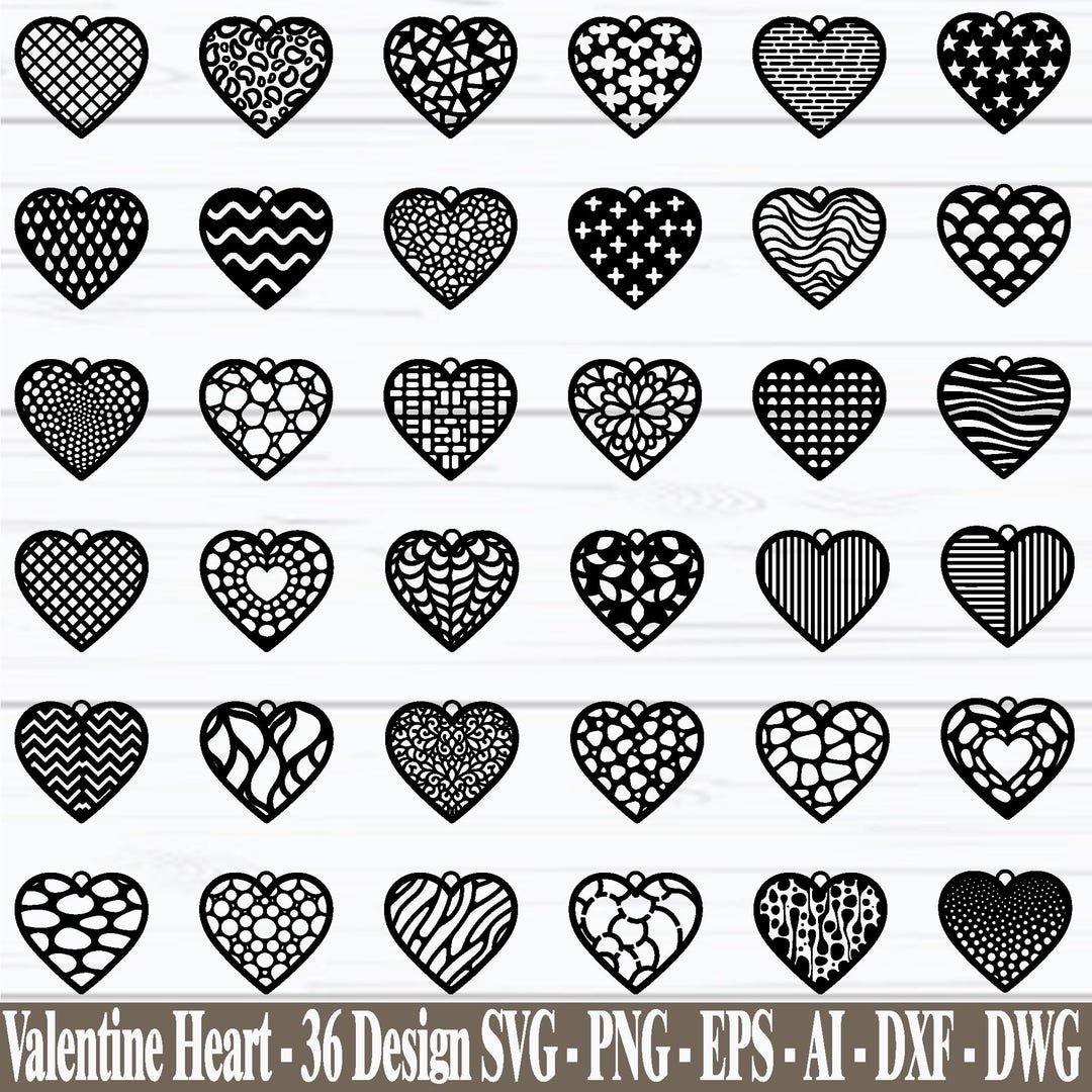 Valentine Heart SVG Bundle, Valentine Ornaments Svg, Valentine's Day ...