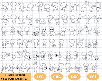 Stick Figure SVG Bundle, Stick Figure SVG, Stick Family Svg, Stick Figure Cut Files, Stick Figure Clipart, Stick Figures PNG Bundle, Vectors