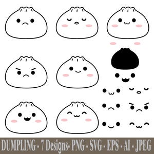 Dumpling SVG, Korean Food SVG, kawaii SVG, Chinese Food png, Cute Food Sticker, Layered, Digital Download
