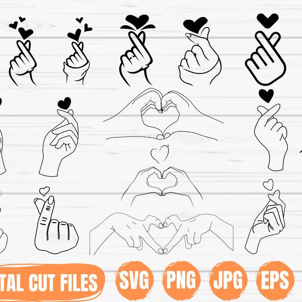 Korean Finger Heart SVG, Hand Heart SVG, Kpop Heart SVG, Korean Finger Heart Clipart, Love Sign svg, Love Sign clipart, Heart clipart