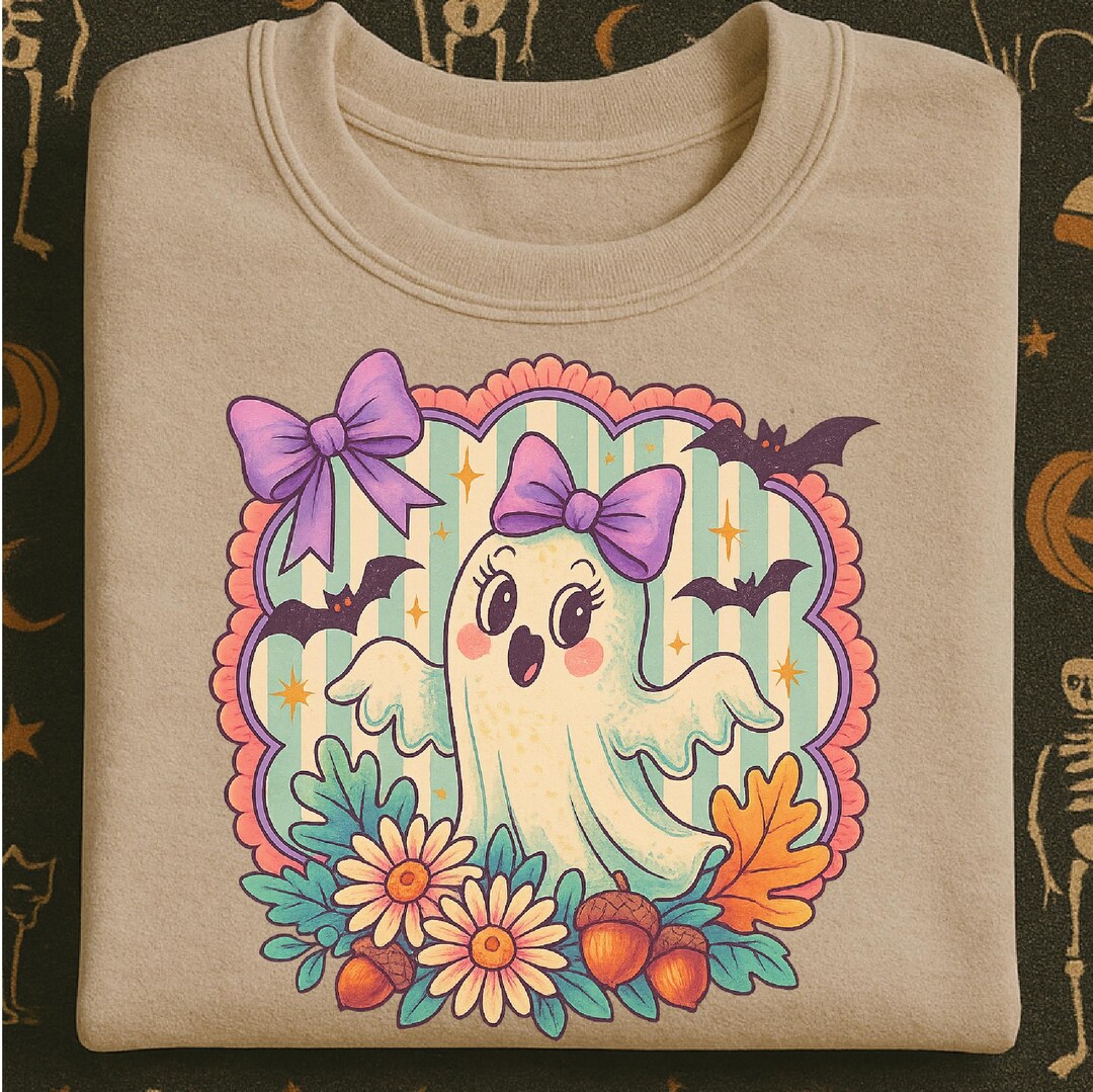 Cute Ghost PNG, Cute Bows and Flowers Ghost PNG, Cute Boo Coquette PNG ...