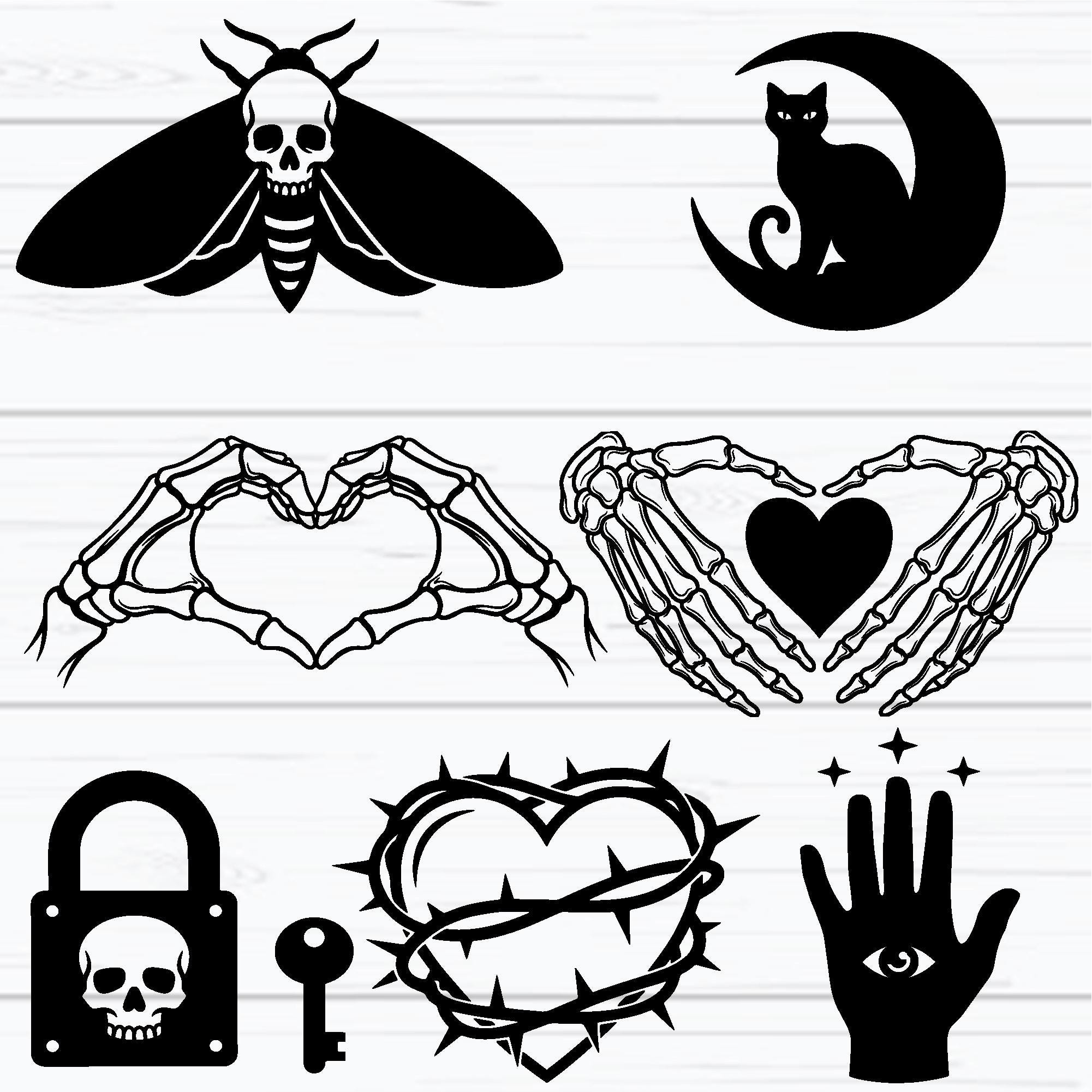 Gothic Heart SVG Bundle, Dark Love Skull Skeleton SVG, Spooky Valentine ...
