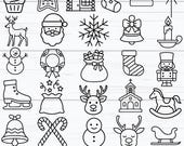 Christmas SVG Bundle Cricut, Christmas Outline, Merry Christmas Svg, Santa Svg, Snowman Svg, snowflake Svg, Christmas for Cricut