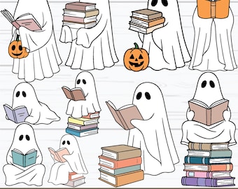 Cute Ghost Book SVG | Ghost Reading Books SVG | Book Lover SVG | Teacher Svg | Cute Ghost Halloween Svg | Bookworm Book | Ghost Clipart |