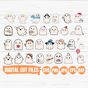 Cute Ghost SVG, Funny Halloween Ghost SVG, Christmas Ghost SVG, Spooky Season Svg, Boo Svg, Ghost Svg, Cat Ghost Svg, Digital Download
