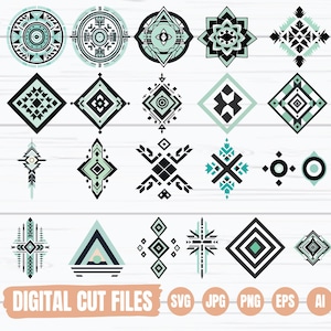 Aztec SVG Bundle, Tribal Pattern SVG, Southwestern Elements SVG, Silhouette, Cricut Cut Files, Digital Download, Png, Jpeg, Eps, Ai, Svg
