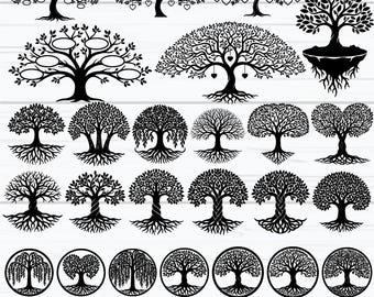 Family Tree SVG Bundle, Tree of Life SVG, Family Tree Roots Svg, Tree Cut File, Nature Svg, Tree Silhouette, Cricut Design, Instant Download