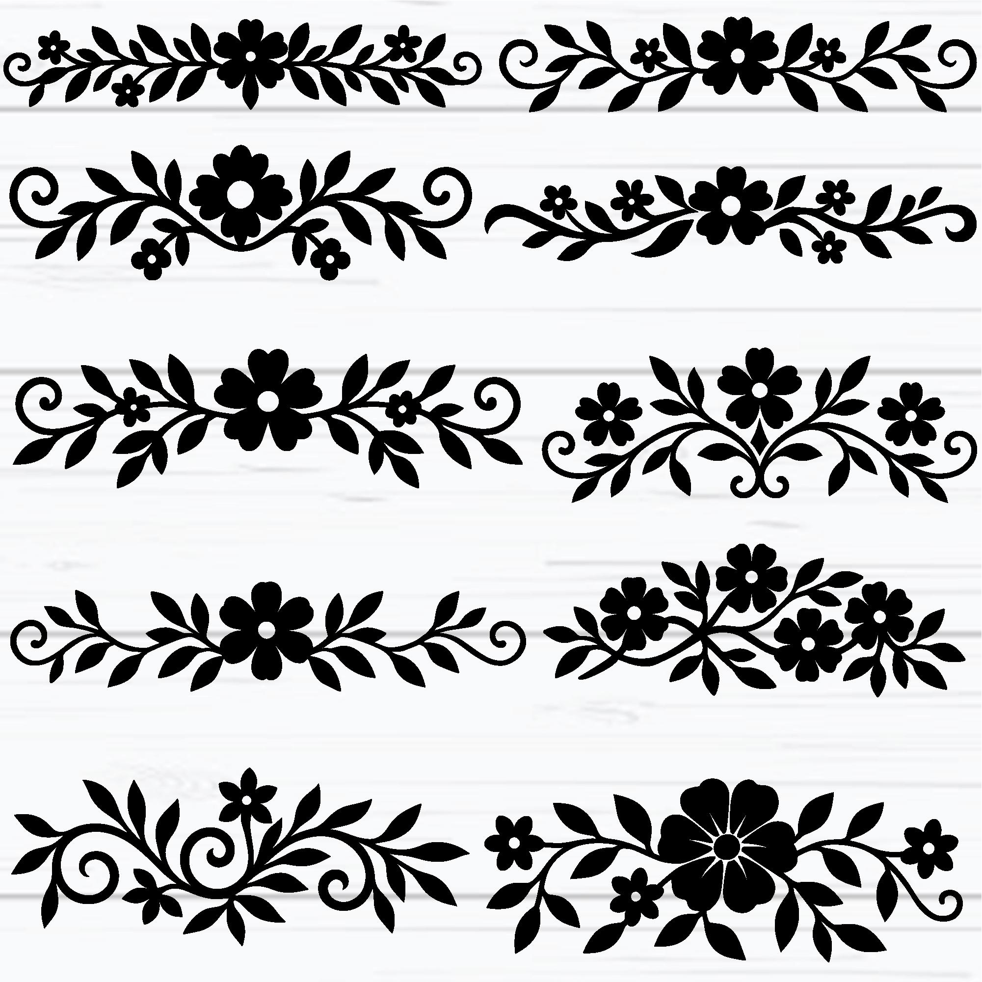 Monogram Divider Floral Divider SVG, Flower Border Svg, Decorative Text Dividers, Flower ...