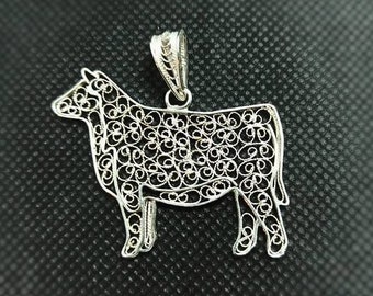 Färse Anhänger zeigen /(Schaurind,Schaukuh,Schaukuh,Schaurind,Schaurind,Schaurind,Silberschmuck -Filigranschmuck)