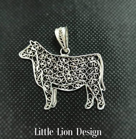 Show Heifer Pendant Show Livestock Show Cow Show Stock Show Cattle Sterling Silver Art Jewellery Filligree Etsy