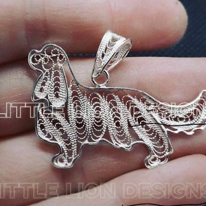 Cavalier King Charles spaniel- MADE TO ORDER 2-3 weeks - sterling silver pin (/filigree show dog pendant necklace gold)/